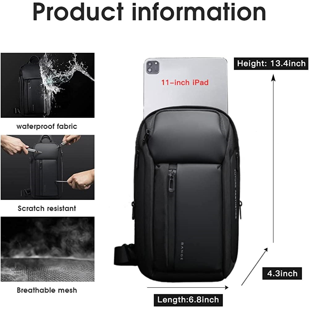 Morral impermeable ligero para hombre de color negro