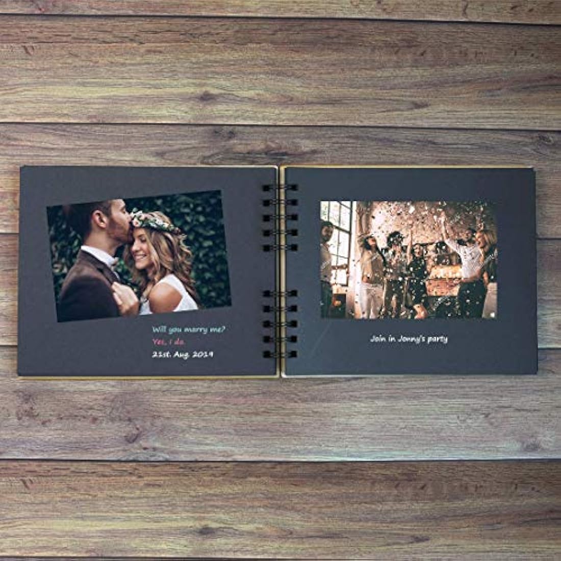 Álbum de recuerdos de madera con 80 páginas en blanco