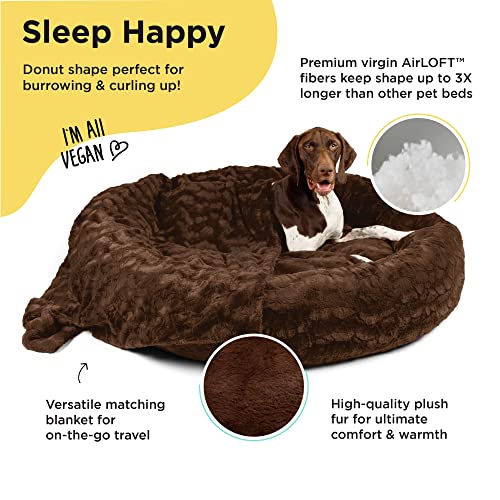 Best Friends by Sheri Cama original para perros y gatos con forma de dona, en piel sintética o de lujo, lavable a máquina, cojín alto, varios tamaños S-XL