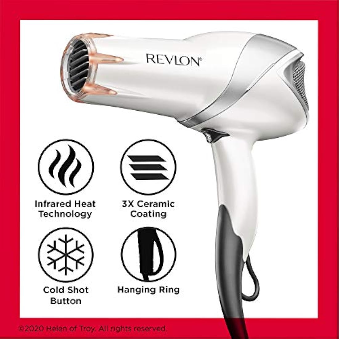 Revlon 1875W Secador de pelo infrarrojo para secado rápido y brillo elevado, exclusivo de Amazon