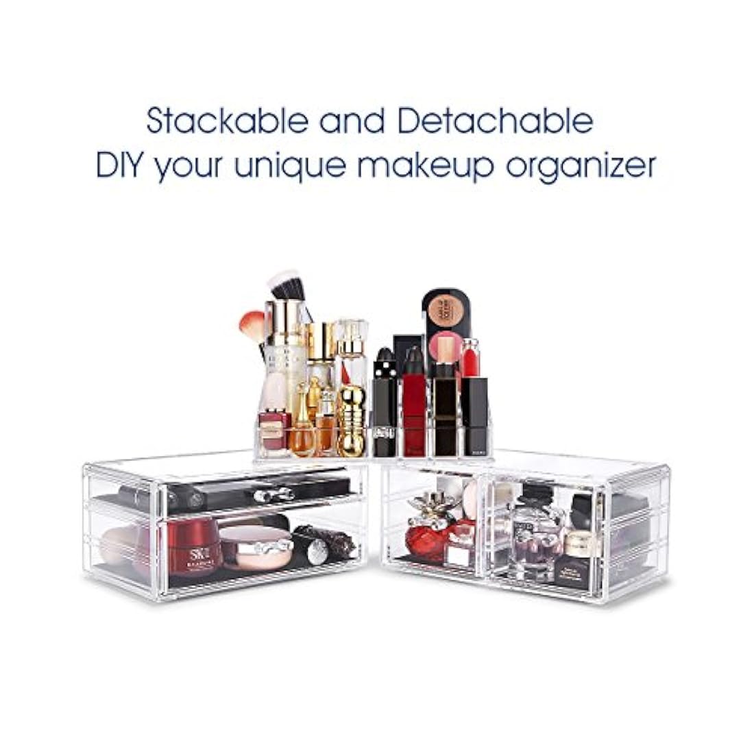 Organizador de maquillaje de 3 piezas de acrílico cosméticos