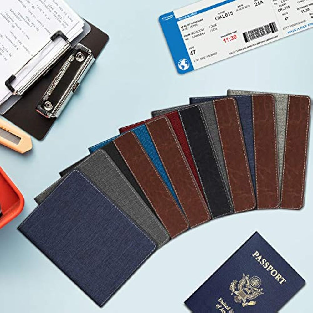 Portadocumentos de viaje de piel sintética con bloqueo RFID