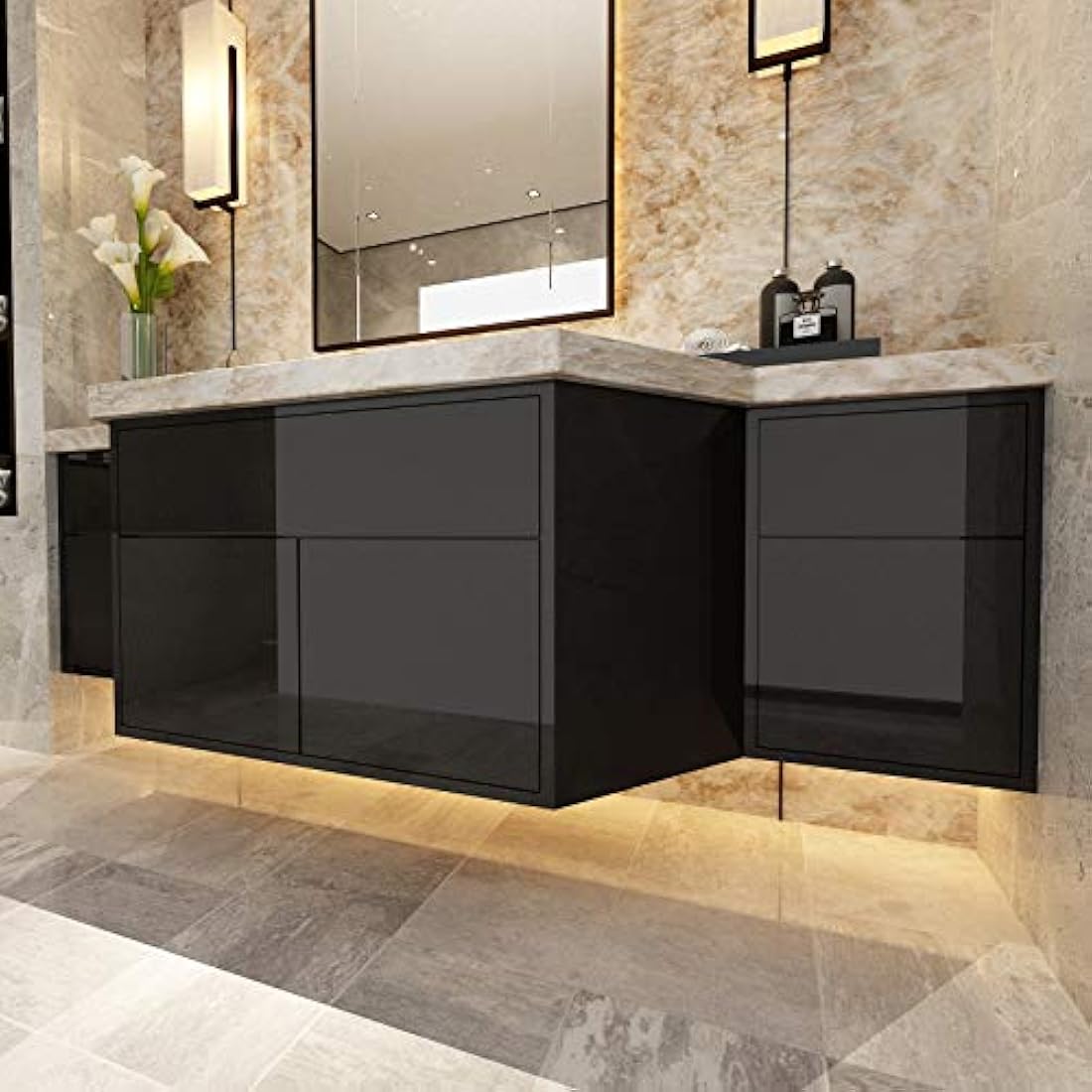 VEELIKE Papel pintado impermeable perla negra autoadhesiva