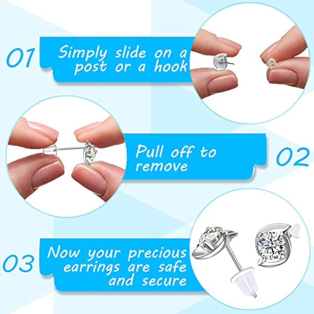 Juego de pendientes de silicona transparente