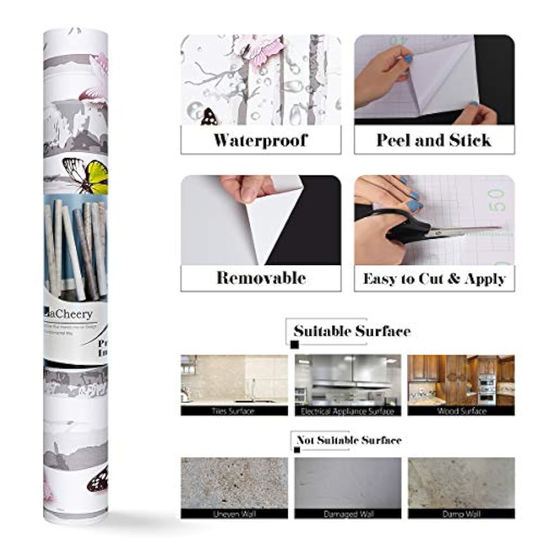 papel pintado de madera autoadhesivo contacto blanco fondo de mariposas