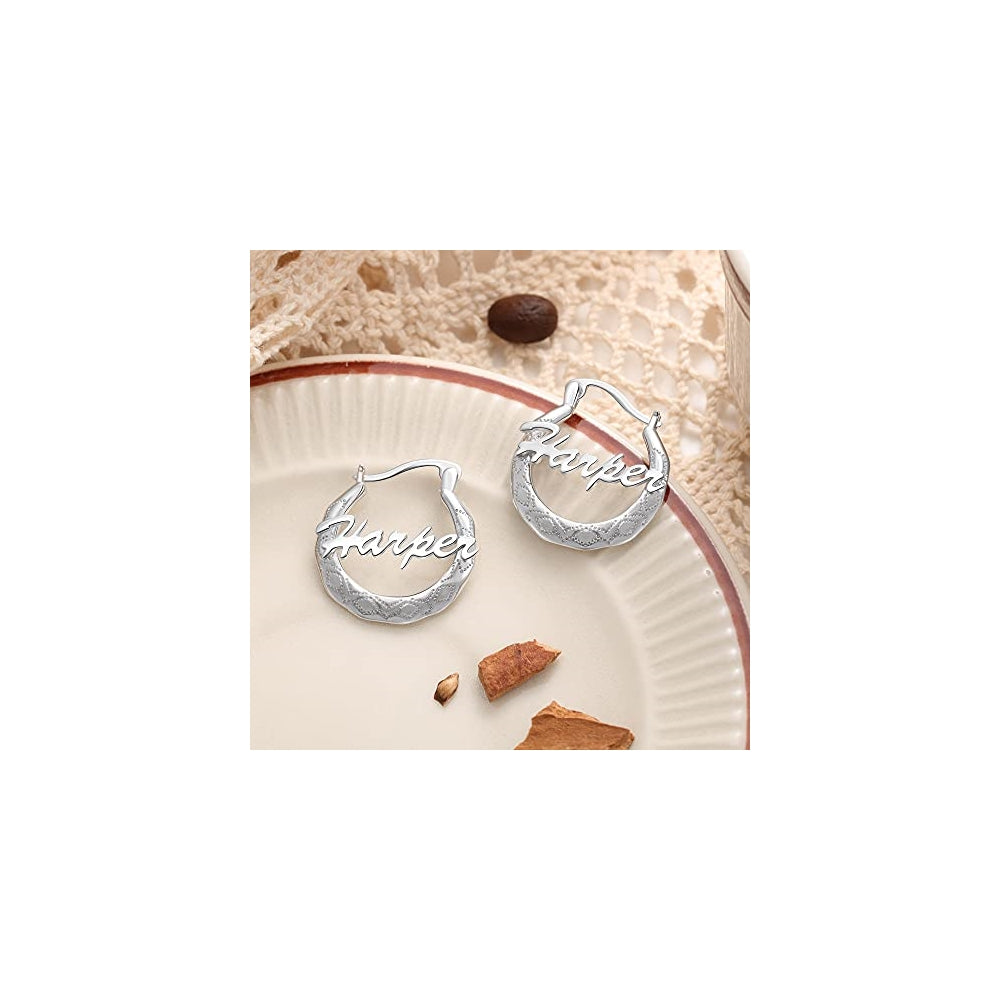 Aretes de aro de bambú personalizados para mujeres