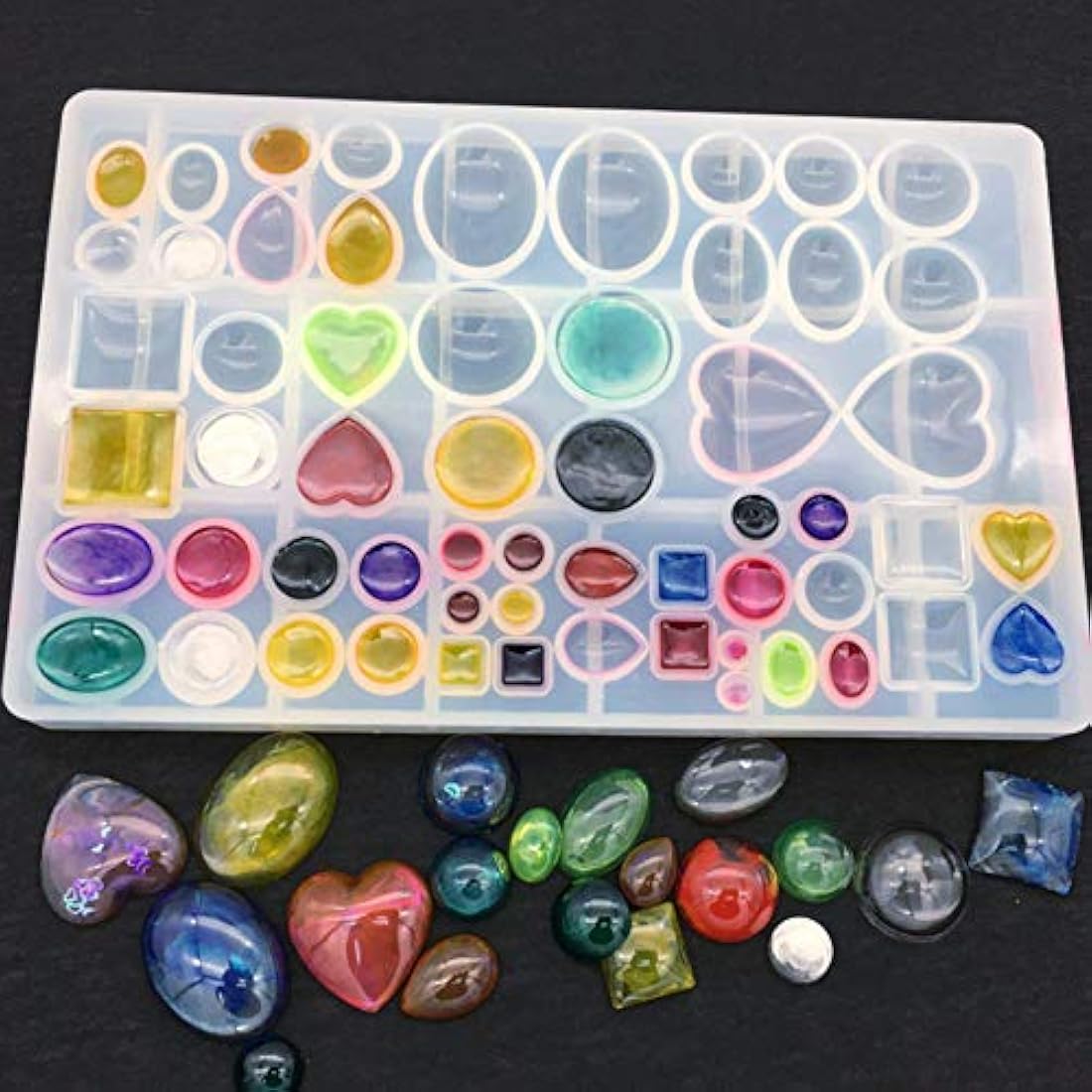 Molde de silicona para hacer joyas, collar, pulsera, collar, colgante de resina, herramienta de manualidades con cuadrado redondo, ovalado, forma de corazón para hacer joyas, bricolaje