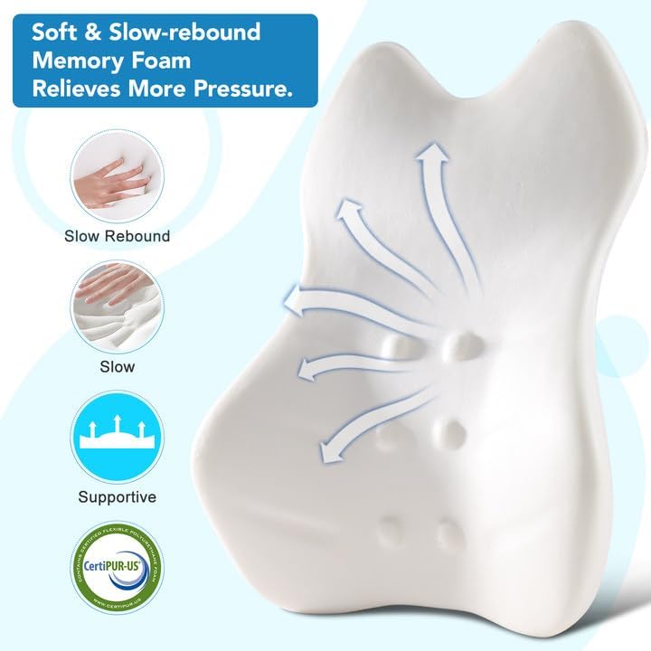 Cojín Lumbar para Auto y Oficina, Espuma Viscoelástica, 3D