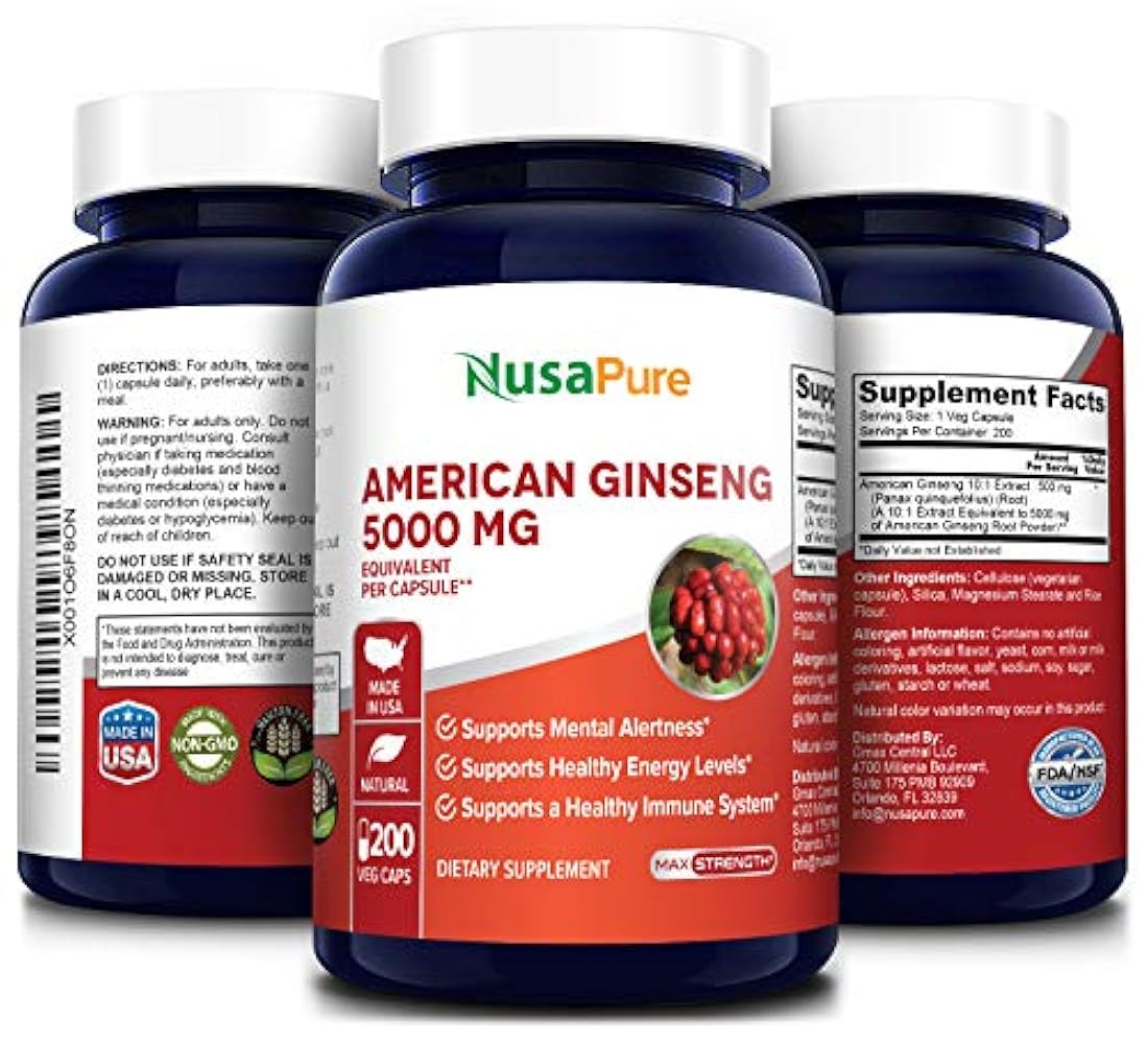 Mejor American Ginseng 500 mg 200 ° Cápsulas