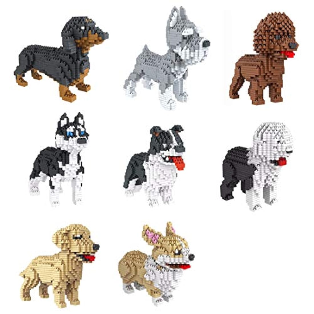 Larcele Mini bloques de construcción de perros para mascotas