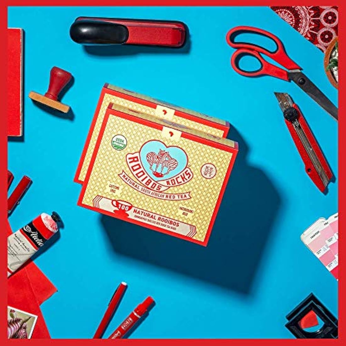 Rooibos Tea Immune Support Teabags - 200 USDA orgánico no GMO Naturalmente libre de cafeína Sudafricana Red Bush Herbal Tea Bags por Rooibos Rocks - Siente la bondad y aumenta tu inmunidad