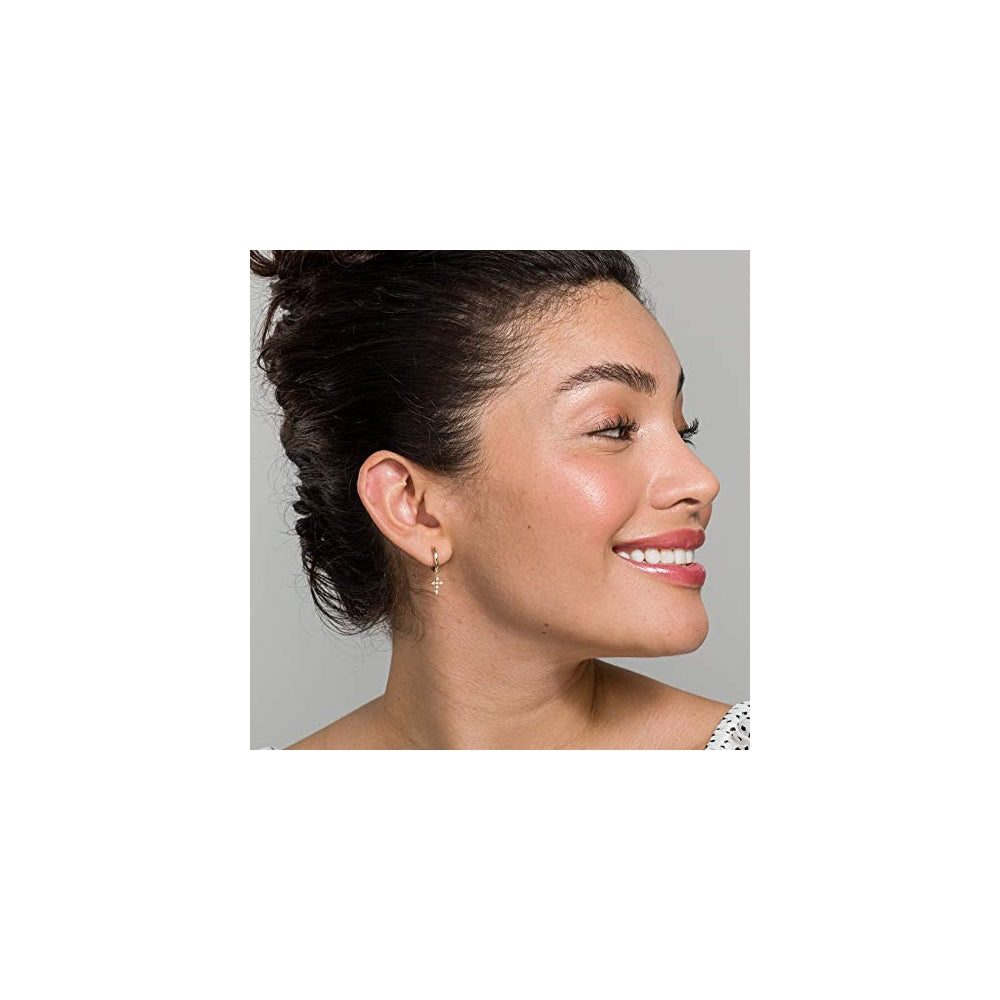 Aretes colgantes de plata chapados en oro para mujer