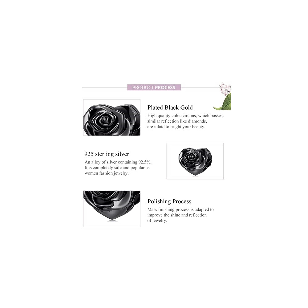 Dijes y Medallas de rosa para pulseras de plata de ley