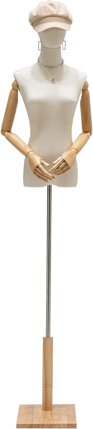 Maniquí Femenino Torso, Altura Ajustable 47-75 Pulgadas