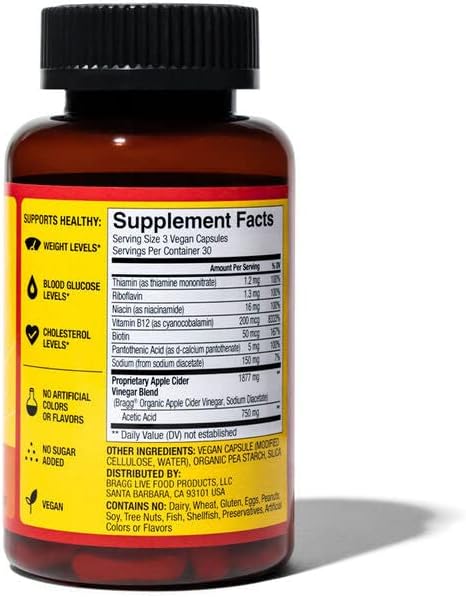 Bragg Cápsulas de vinagre de sidra de manzana, 6 vitaminas