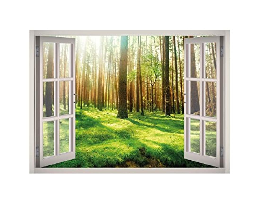 mural autoadhesivo de ventana al bosque