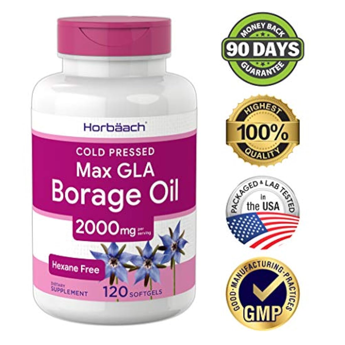 Horbaach Cápsulas de aceite de boraje 2000 mg 120 cápsulas