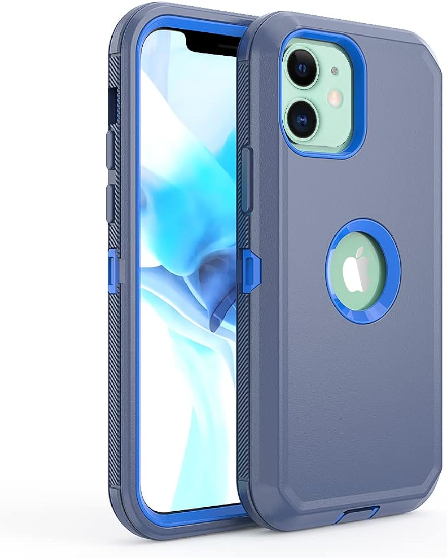 TASHHAR Funda de teléfono para iPhone 12, iPhone 12 Pro, resistente a prueba de golpes, funda protectora con clip para cinturón para Apple iPhone 12 6.1 2020 (azul marino)