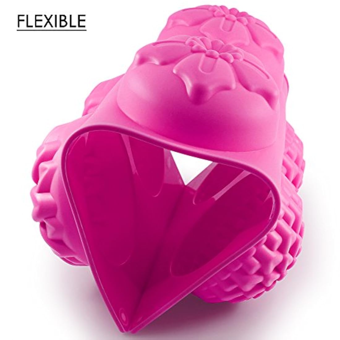 6-Cavity Silicone Flower Shape Cake Molds, SENHAI 3 Packs Fondant Shape Decorating Ice Cube Trays for Homemade Cake Chocolate Cupcake - Purple Blue Pink