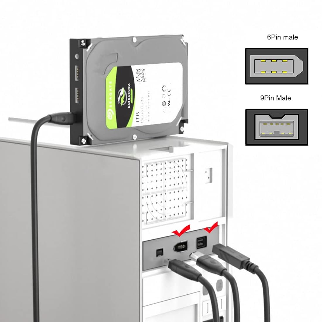 Cable FireWire 800 a 400 9p a 6p Cable de captura 5.9 ft