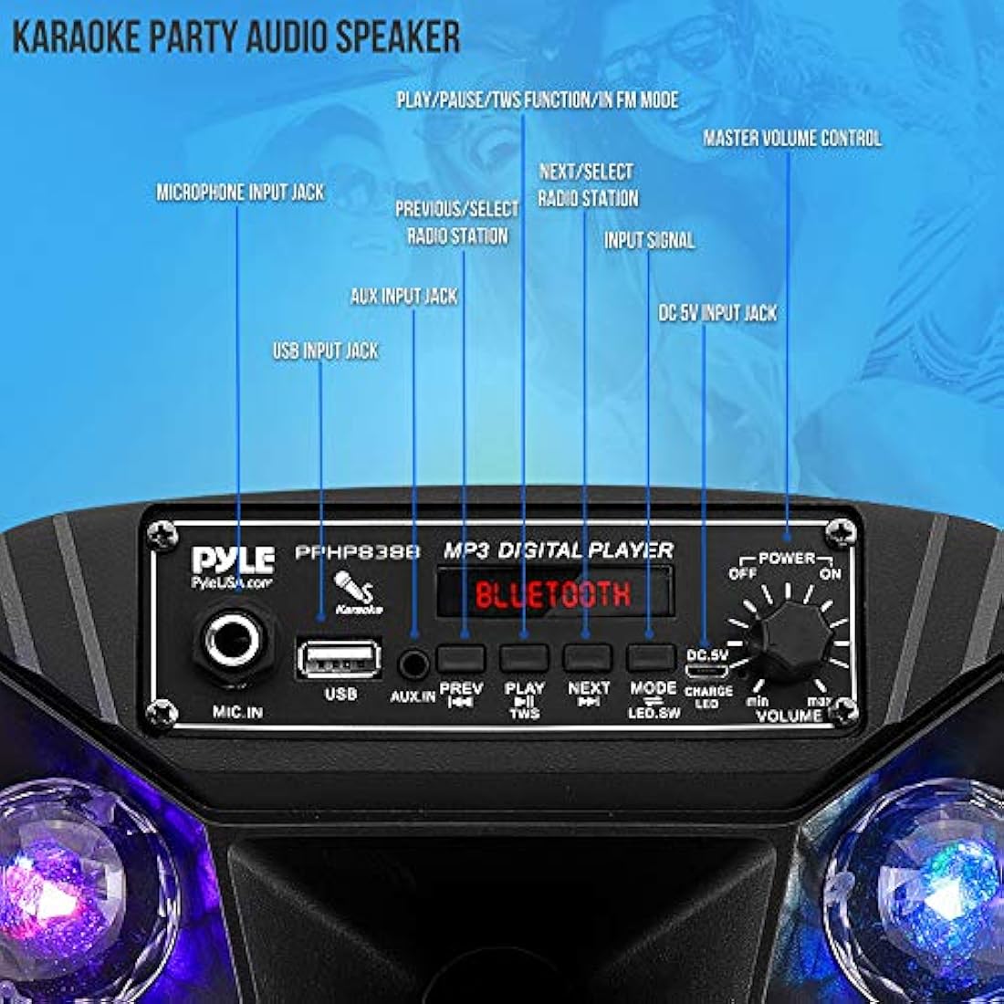 Parlantes Sistema de altavoces portátil con Bluetooth 300V PPHP838B