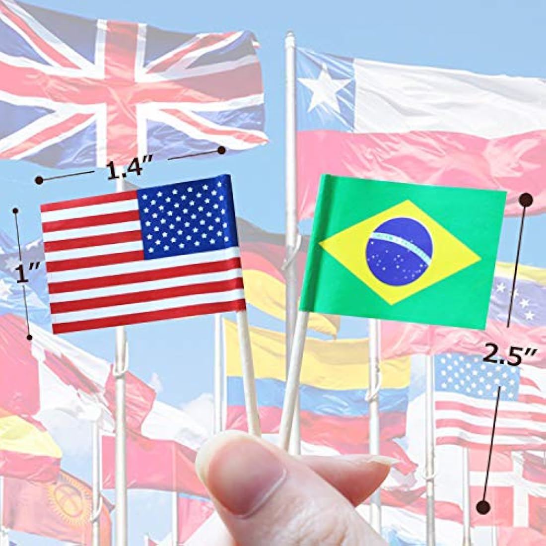 Bandera de 100 palillos de dientes de diferentes países