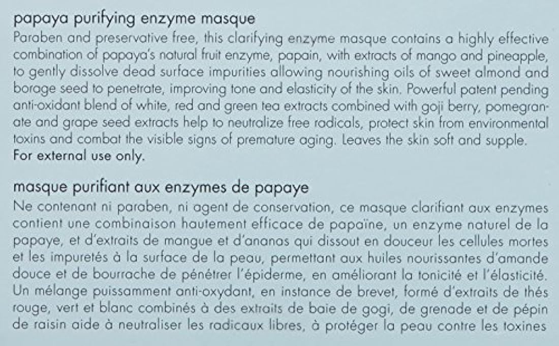 Papaya Mascarilla de enzima purificante 4 onzas líquidas