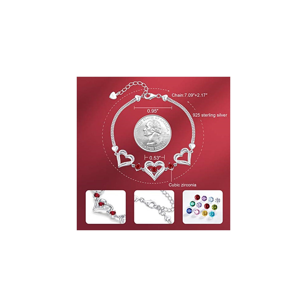 Pulseras y tobilleras de plata fina con colgante de corazón