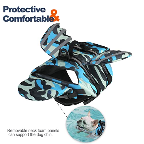 Chaleco salvavidas para perro, chaleco salvavidas con diseño de alas para mascotas, salvavidas de flotación para perros, traje de baño con asa para natación, piscina, playa, canotaje, para cachorros pequeños, medianos y grandes perros