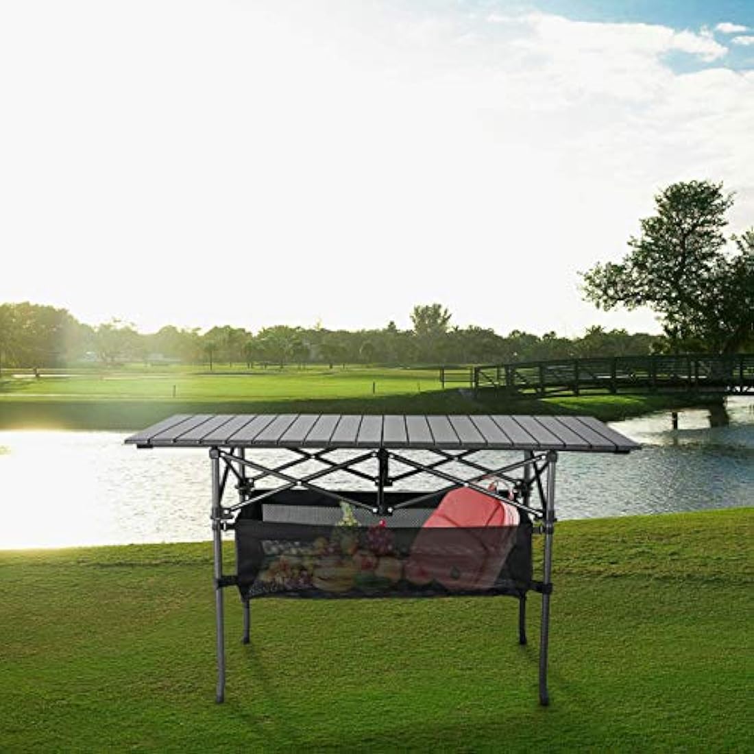 Mesa de picnic portátil al aire libre, mesa enrollable
