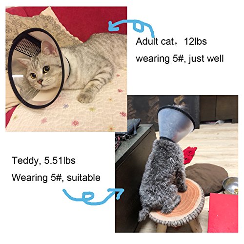 COLLAR de recuperación ajustable para mascotas, cono en forma de E, para gatos, cachorros, conejos, collar protector de plástico Elizabeth para curación de heridas, práctica cubierta de cuello, tamaño mediano 5#
