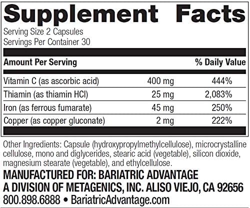 Suplemento Bariatric Advantage Hierro de 45 mg vitamina C