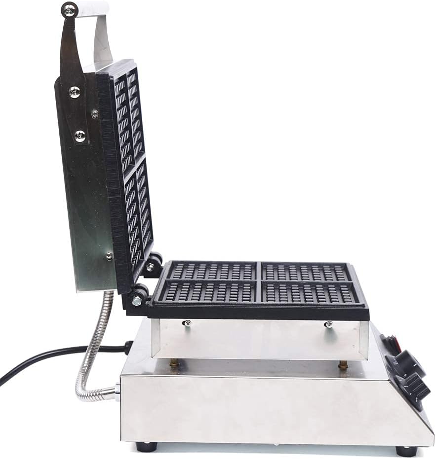 Máquina de Waffles 1750W, No Stick, Control T° y Tiempo, 4 Pcs