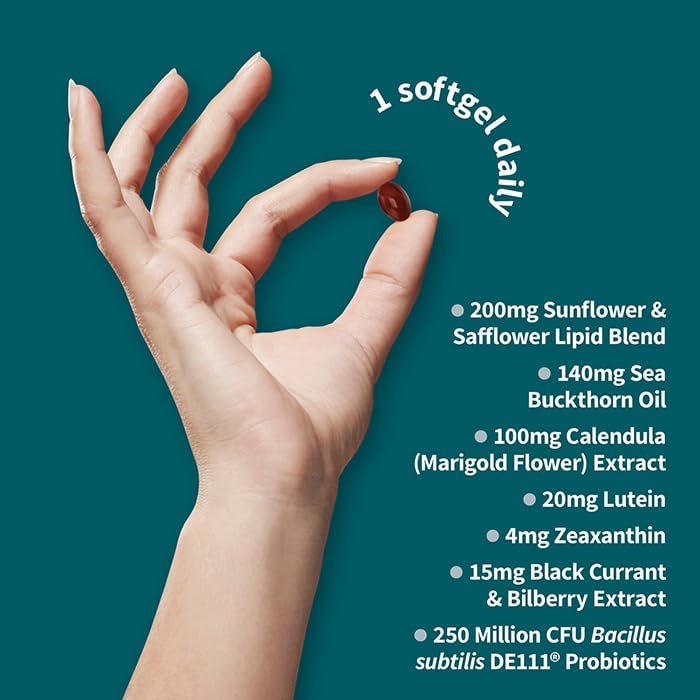 Suplemento de salud ocular con aceite de girasol y cártamo