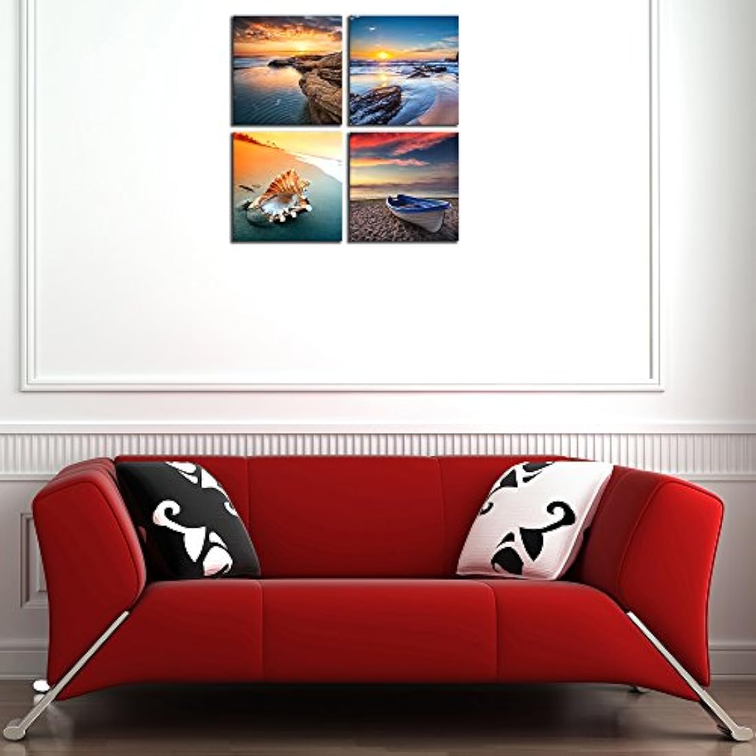 Cuadro sobre lienzo 4 paneles estirados y enmarcados