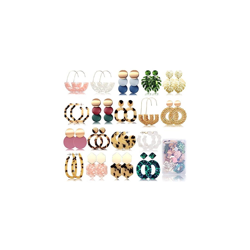 Aretes colgantes de ratán para mujeres y niñas