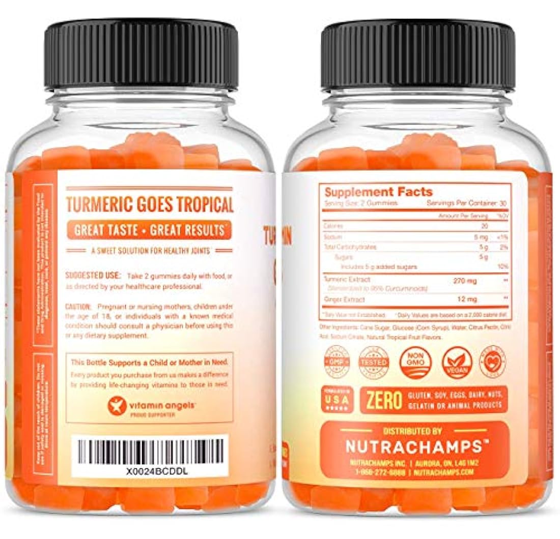 Cúrcuma con gomitas de jengibre natural, NutraChamps