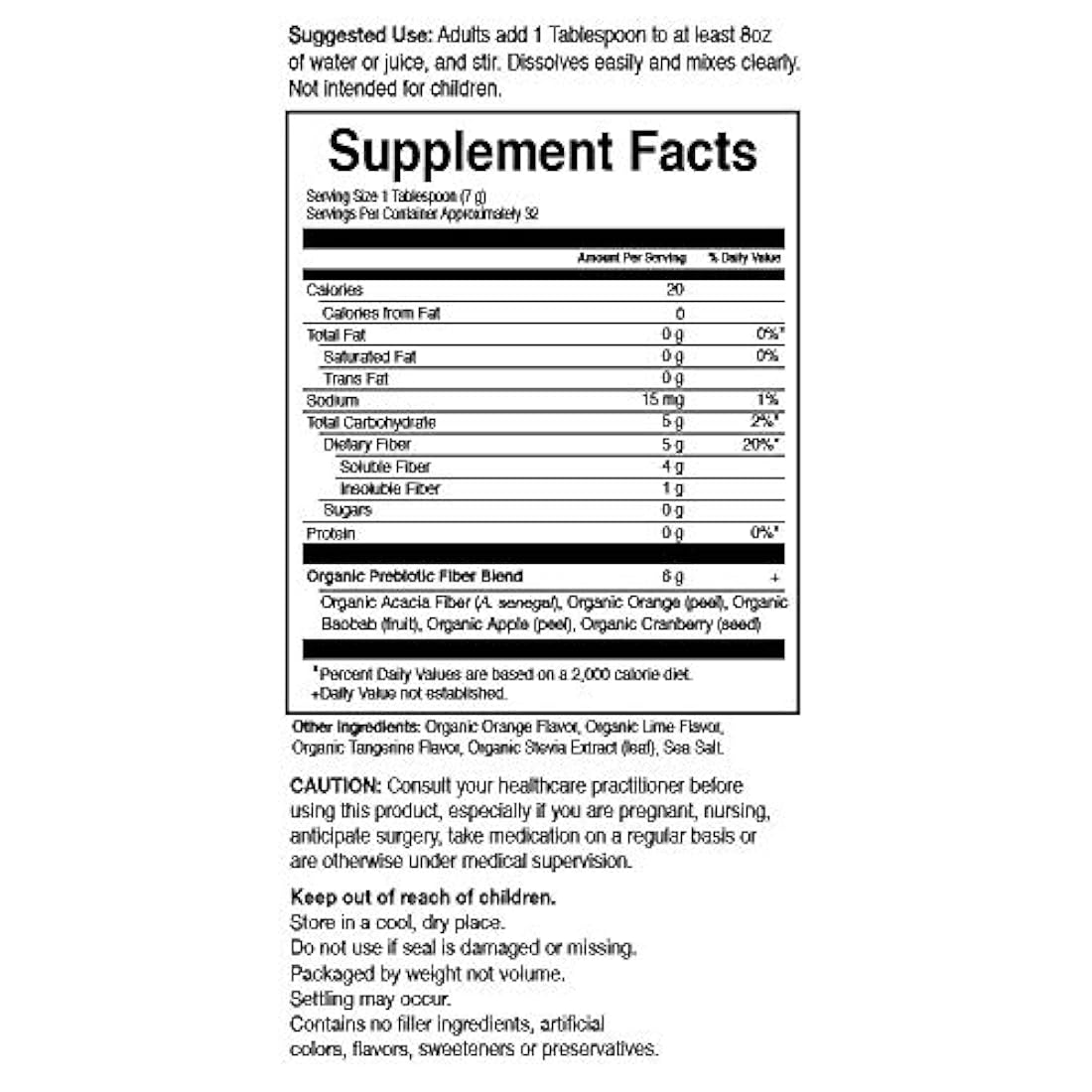 Alimento prebiótico formulado, orgánico