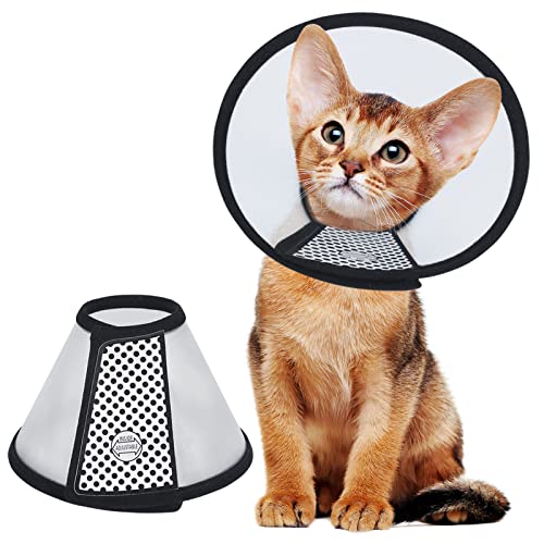 Vivifying Cono de gato, collar isabelino de plástico ligero con recuperación ajustable para gatos, mini perros, conejos y gatitos (negro)