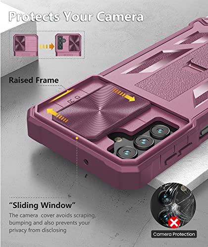 Funda para Samsung Galaxy A13 5G: funda protectora resistente para teléfono celular A13 5G con soporte de clip y deslizante, diseño mate a prueba de golpes, protección resistente a caídas de grado militar, color rosa