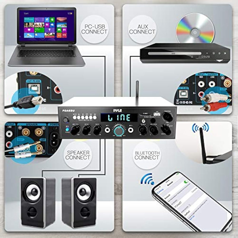 Amplificador receptor con Bluetooth PYLE-HOME PDA6BU