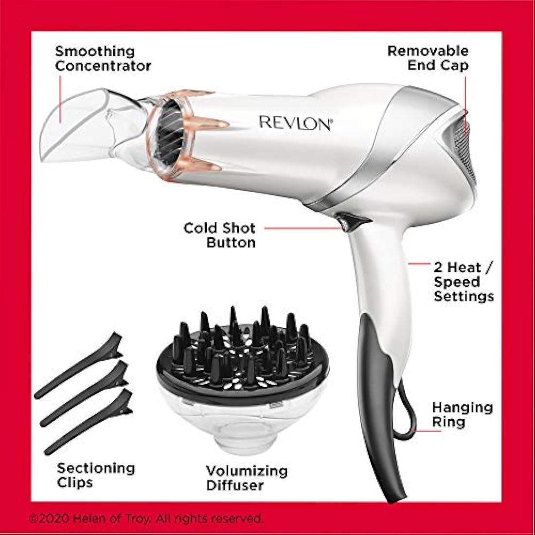 Revlon 1875W Secador de pelo infrarrojo para secado rápido y brillo elevado, exclusivo de Amazon