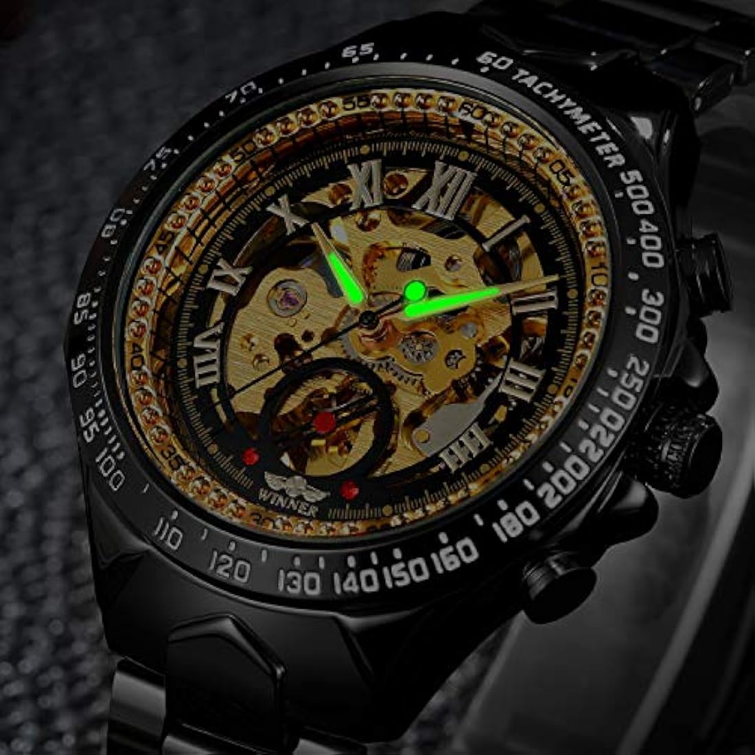 Reloj de pulsera mecánico con diseño de esqueleto Steampunk