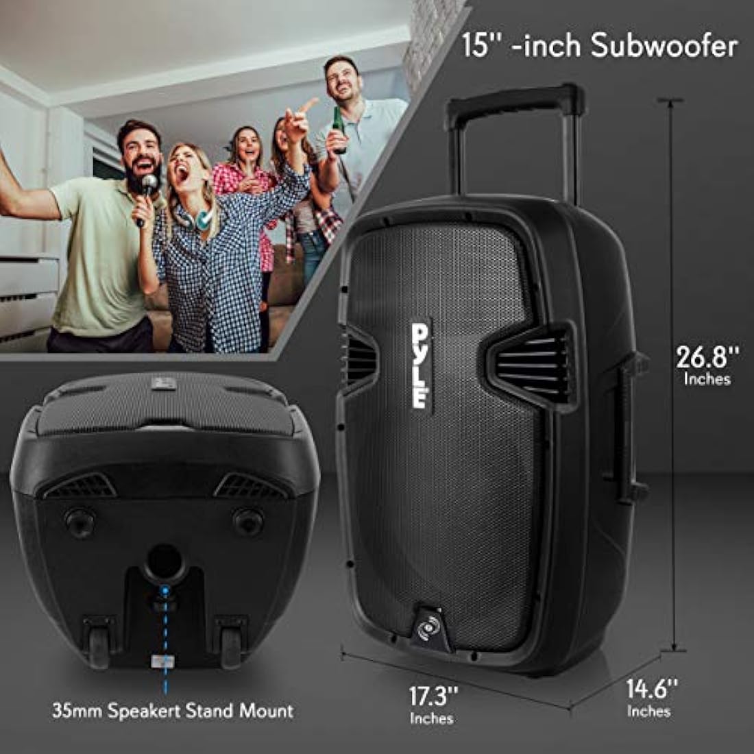 Parlante Portátil con Karaoke de 1600 W PYLE-PRO PPHP1599WU