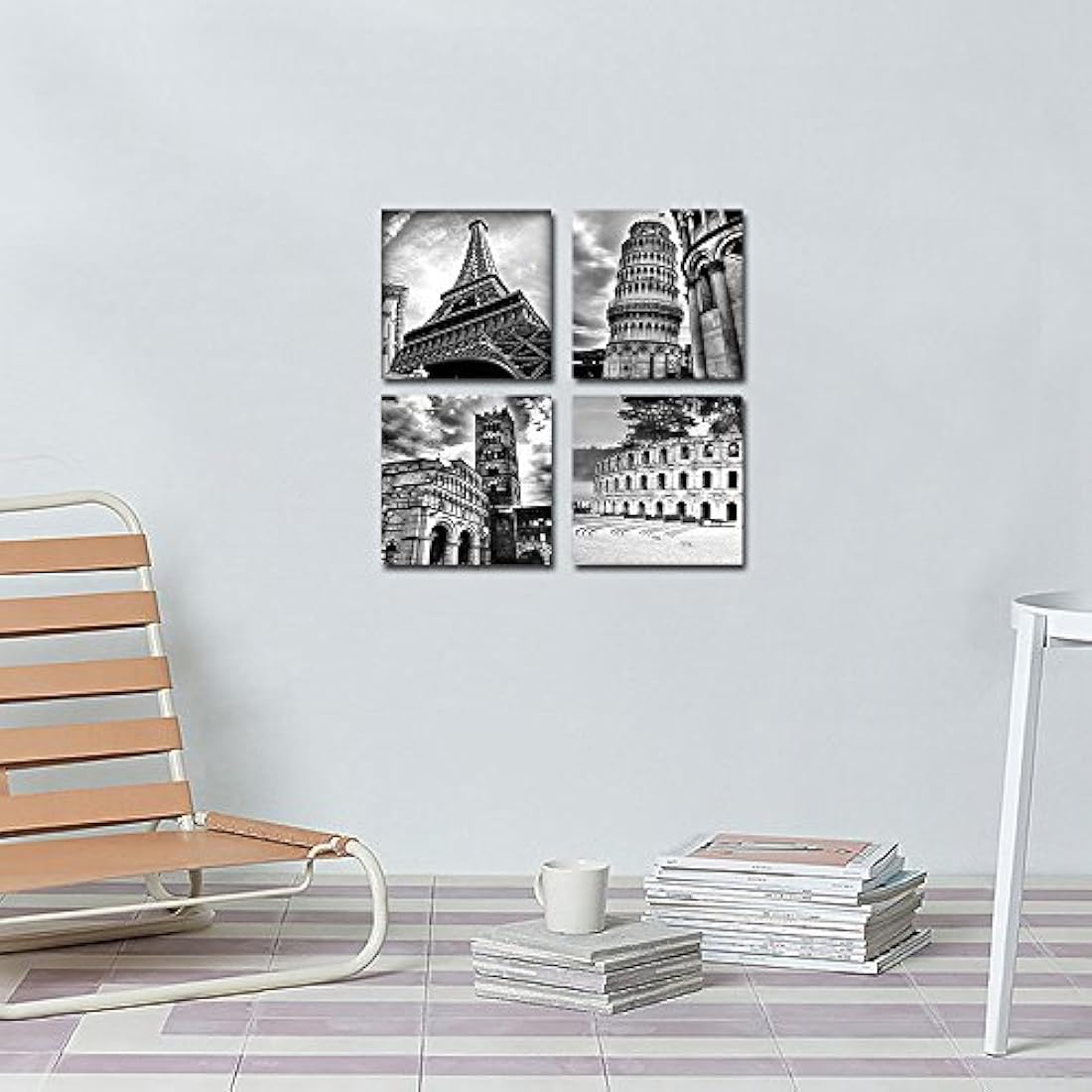 Wieco Art – Arquitecturas modernos edificios de 4 paneles