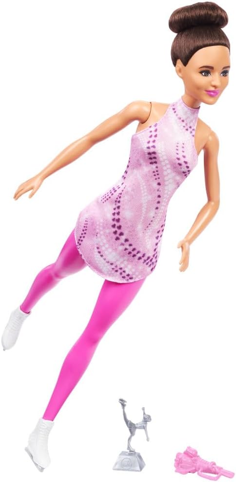 Barbie Carreras Muñeca Moda con Accesorios y Trofeo, Ice Skater