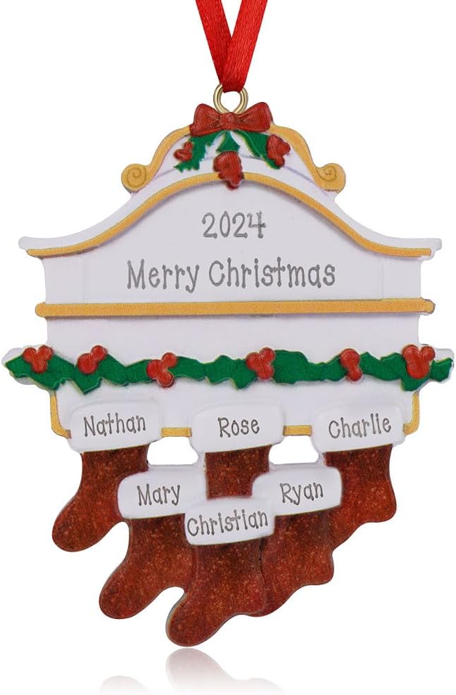 Adornos Navideños Personalizados 2024 - 6 Nombres - Decoración