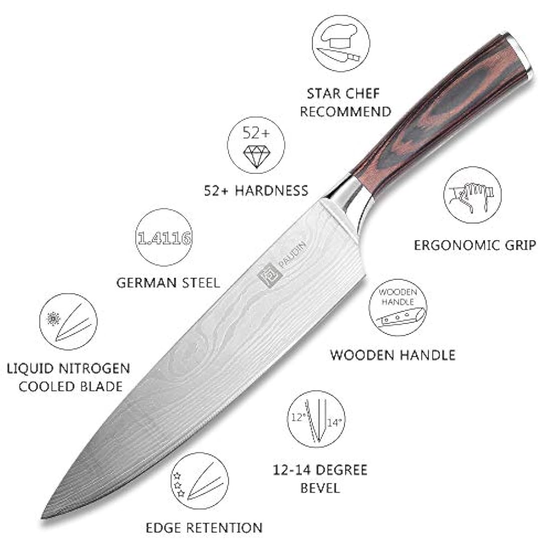 Cuchillo de chef de acero inoxidable alemán