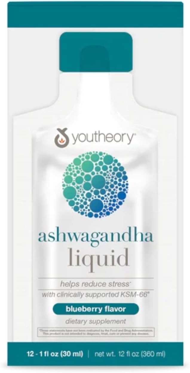 Suplemento Líquido Ashwagandha Youtheory - 12 Sobres Individuales