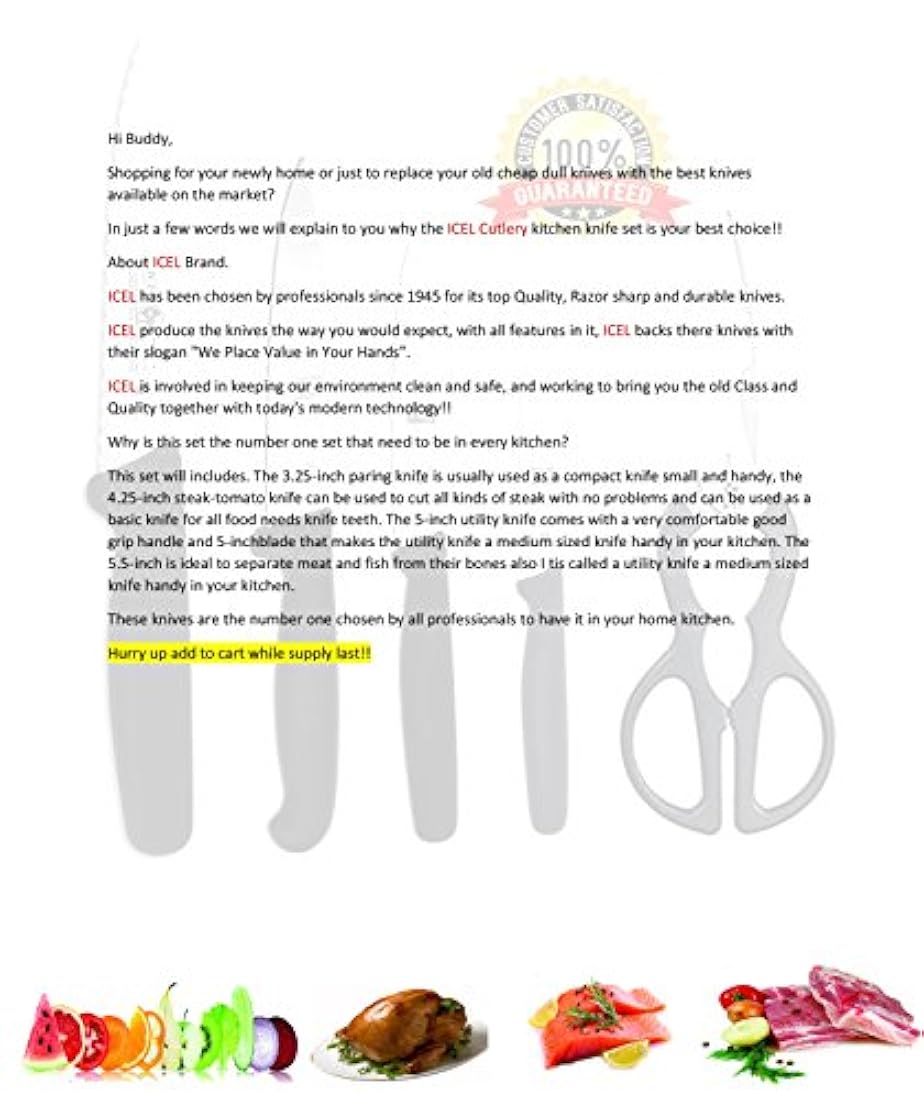 Icel All  cuchillo de pelar, cuchillo de filete/tomate,